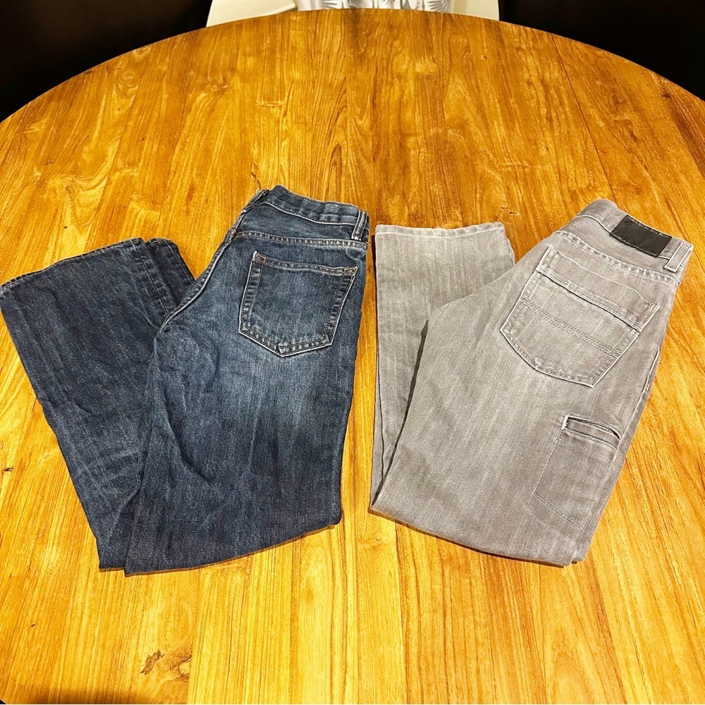 Two Pairs Boys Denim Jeans Straight Leg Blue Gap‎ Grey Denizen Levi’s